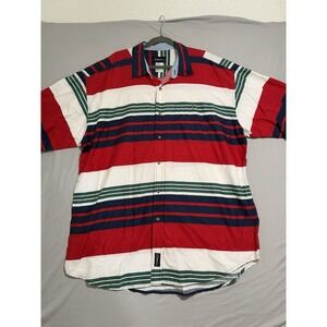 Catalina brand 100% cotton multicolored striped ss button up shirt, men's 2x